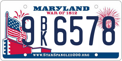 MD license plate 9BK6578