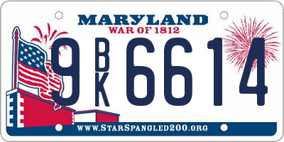 MD license plate 9BK6614