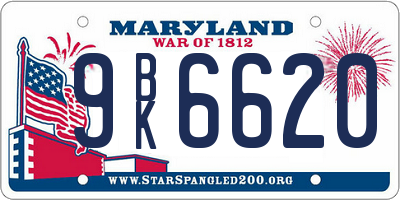 MD license plate 9BK6620