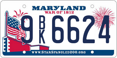 MD license plate 9BK6624