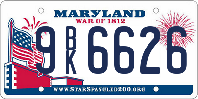 MD license plate 9BK6626