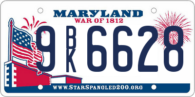 MD license plate 9BK6628