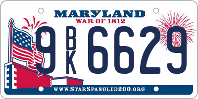 MD license plate 9BK6629