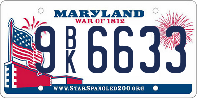 MD license plate 9BK6633
