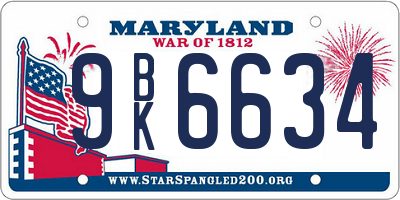 MD license plate 9BK6634