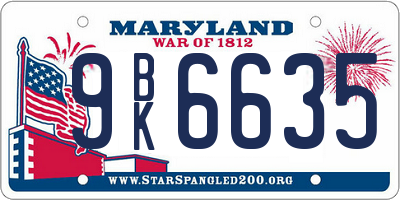 MD license plate 9BK6635
