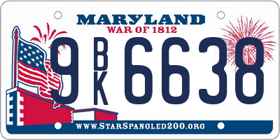 MD license plate 9BK6638