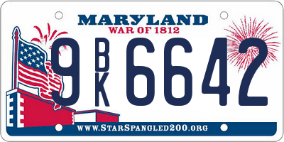 MD license plate 9BK6642