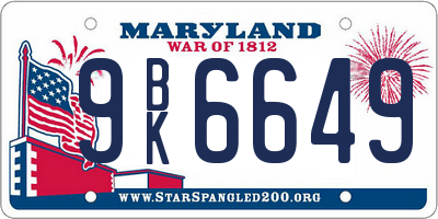 MD license plate 9BK6649
