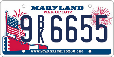 MD license plate 9BK6655