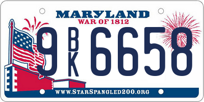 MD license plate 9BK6658