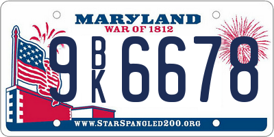 MD license plate 9BK6678