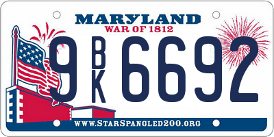 MD license plate 9BK6692