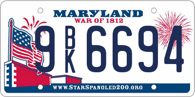 MD license plate 9BK6694