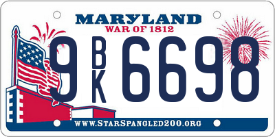 MD license plate 9BK6698