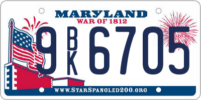 MD license plate 9BK6705