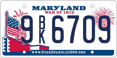 MD license plate 9BK6709