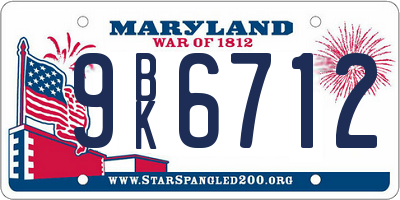 MD license plate 9BK6712