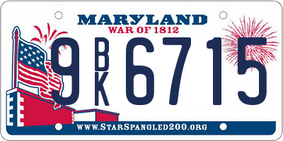 MD license plate 9BK6715
