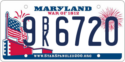 MD license plate 9BK6720