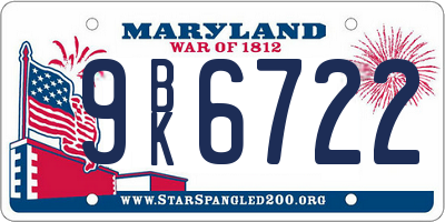 MD license plate 9BK6722