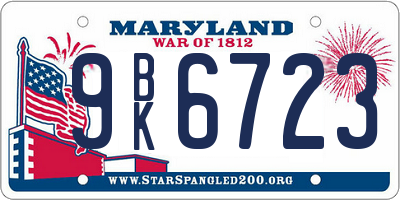 MD license plate 9BK6723
