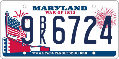 MD license plate 9BK6724