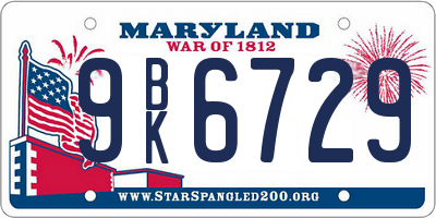 MD license plate 9BK6729