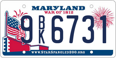 MD license plate 9BK6731