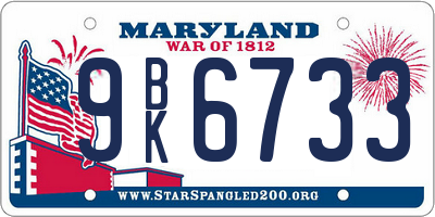 MD license plate 9BK6733
