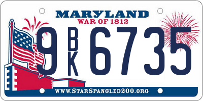 MD license plate 9BK6735
