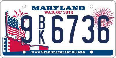 MD license plate 9BK6736