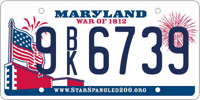 MD license plate 9BK6739
