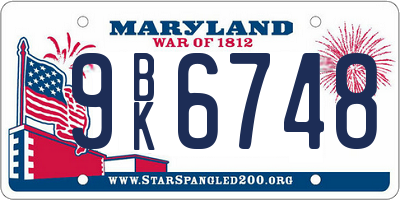 MD license plate 9BK6748