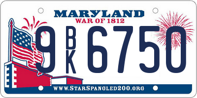 MD license plate 9BK6750