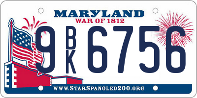 MD license plate 9BK6756