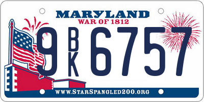 MD license plate 9BK6757