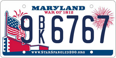 MD license plate 9BK6767