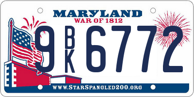 MD license plate 9BK6772