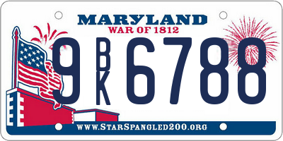 MD license plate 9BK6788