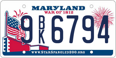 MD license plate 9BK6794