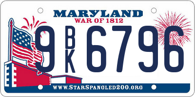 MD license plate 9BK6796