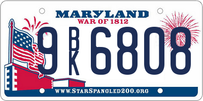 MD license plate 9BK6808