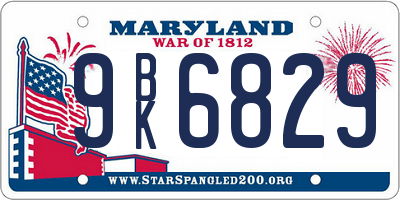 MD license plate 9BK6829