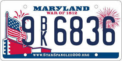MD license plate 9BK6836