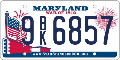 MD license plate 9BK6857
