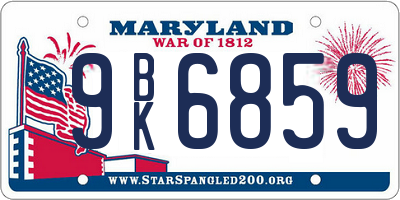 MD license plate 9BK6859