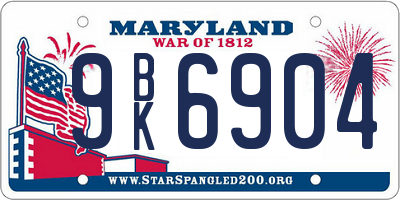 MD license plate 9BK6904