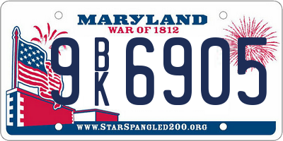 MD license plate 9BK6905