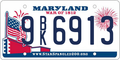 MD license plate 9BK6913